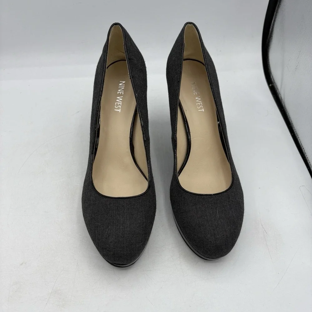 Nine West Shoes Womens Size 7.5 M Ashdown Charcoal Black Gray Heel Pumps‎